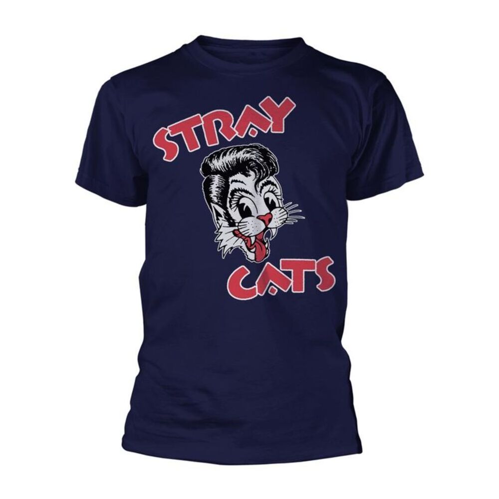 Stray Cats Unisex Adult Logo T-Shirt / Navy